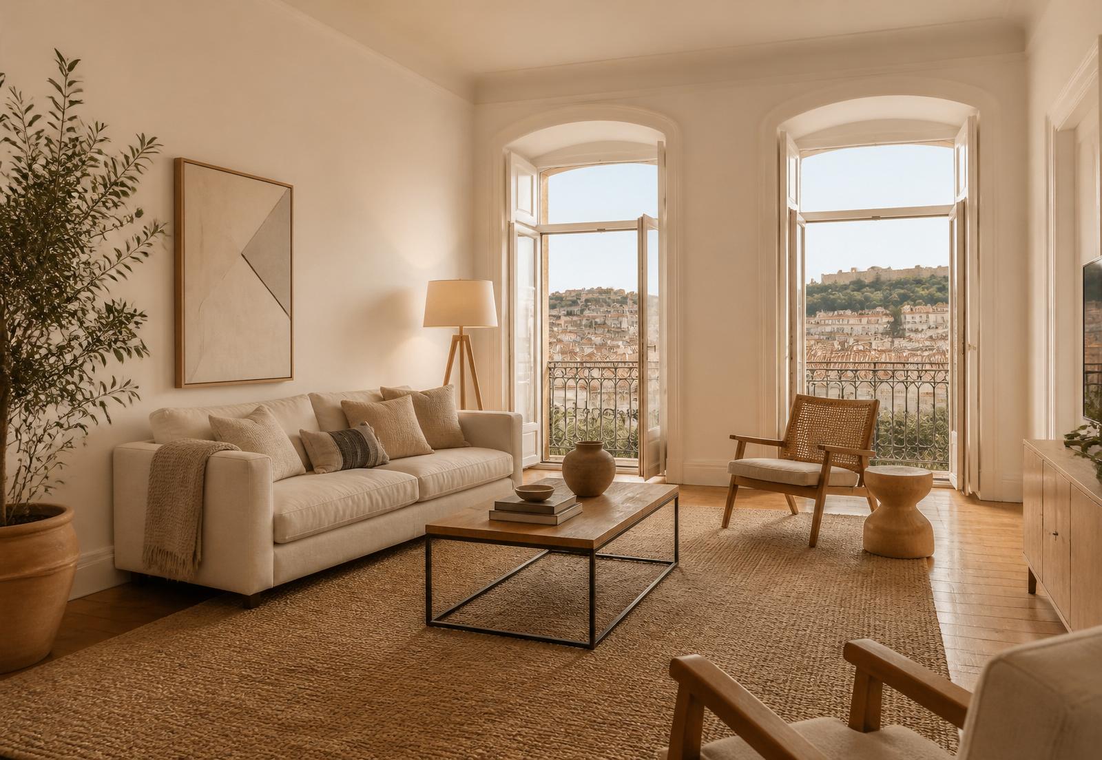 Interior elegante de apartamento em Portugal